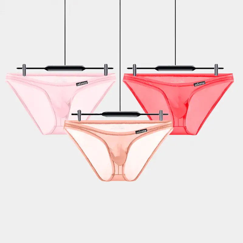 Men's 3-Pack Sheer Stylish Bikini Briefs - Menswear Lingerie Clothes, Low-Rise Butt-Lifting, Breathable Quick-Dry Fabric, Plain Assorted Colors, Foldable Sporty Chic Underwear for Valentine's Day Yoga, Sexy Bikini