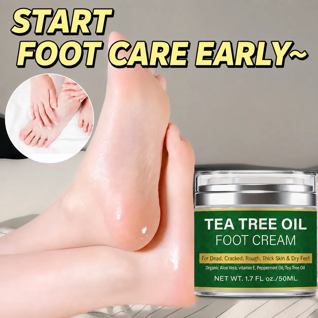Foot Moisturizer, Foot Cream for Dry Cracked Feet, Nourishing & Softening Care for Women & Men, At-Home Pedicure, Winter Foot Care Essential, 50ml