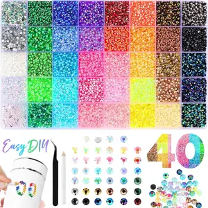 40000Pcs 40 Colors Jelly Synthetic Rhinestones for Bedazzling, 3mm Multicolor Resin Flatback Synthetic Gems for Diamond Art,Bedazzler Kit for Crafting Book Shoes Nail Art