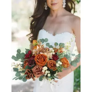 Rinlong 19.6 inch wide Terracotta Freeform Bridal Bouquet Wedding Flower Decor Decorative