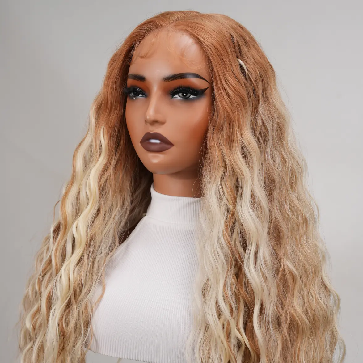 Noble 30 Inch Ginger Blonde Ombre Braided Deep Wave Lace Front Wig