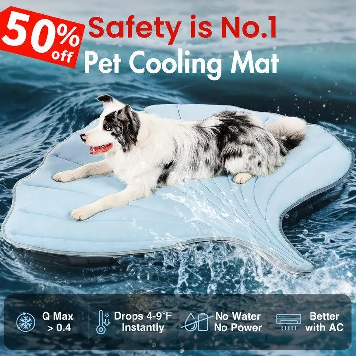 【LIVE】Vagascape Cooling Pet Mat, Eco-Friendly Cooling Pad for Large Dog, SummerVibes Cooling Mats for Dog Bed,  Washable Pet Mat, Use in Crate, Trunk, Camping, Outdoors, Portable,Machine Washable, Durable, Without Gel, Outdoorfun, Dog Cooling Bed