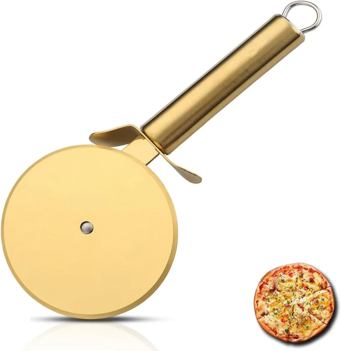 Gold Plating Stainless Steel Pizza Cutter Wheel, Sharp Pizza Slicer With Gold Plating