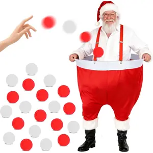 Santa Pants Snowball Fight Red and White Christmas Snowball Toss Activity Game with 20 Xmas Snow Balls Party Toss Game for Families Yard Indoor Outdoor