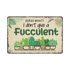 8x12 Inch Aluminum Metal Sign - "Guess What? I Don't Give A Fucculent |   Funny Succulent & Cactus Decor, Perfect for Home, Garden, Greenhouse, Plant Shop, and Bathroom - Retro Tin Plaque, Easy to Hang, Great Gift for Plant Lovers