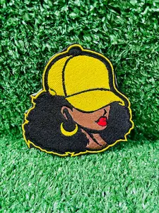 Baseball Hat Lady Embroidered Iron-on Patch