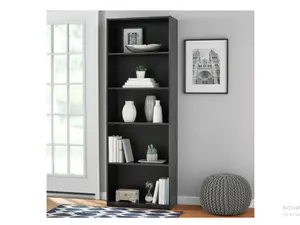5-Shelf Bookcase True Black Oak with Adjustable Shelves