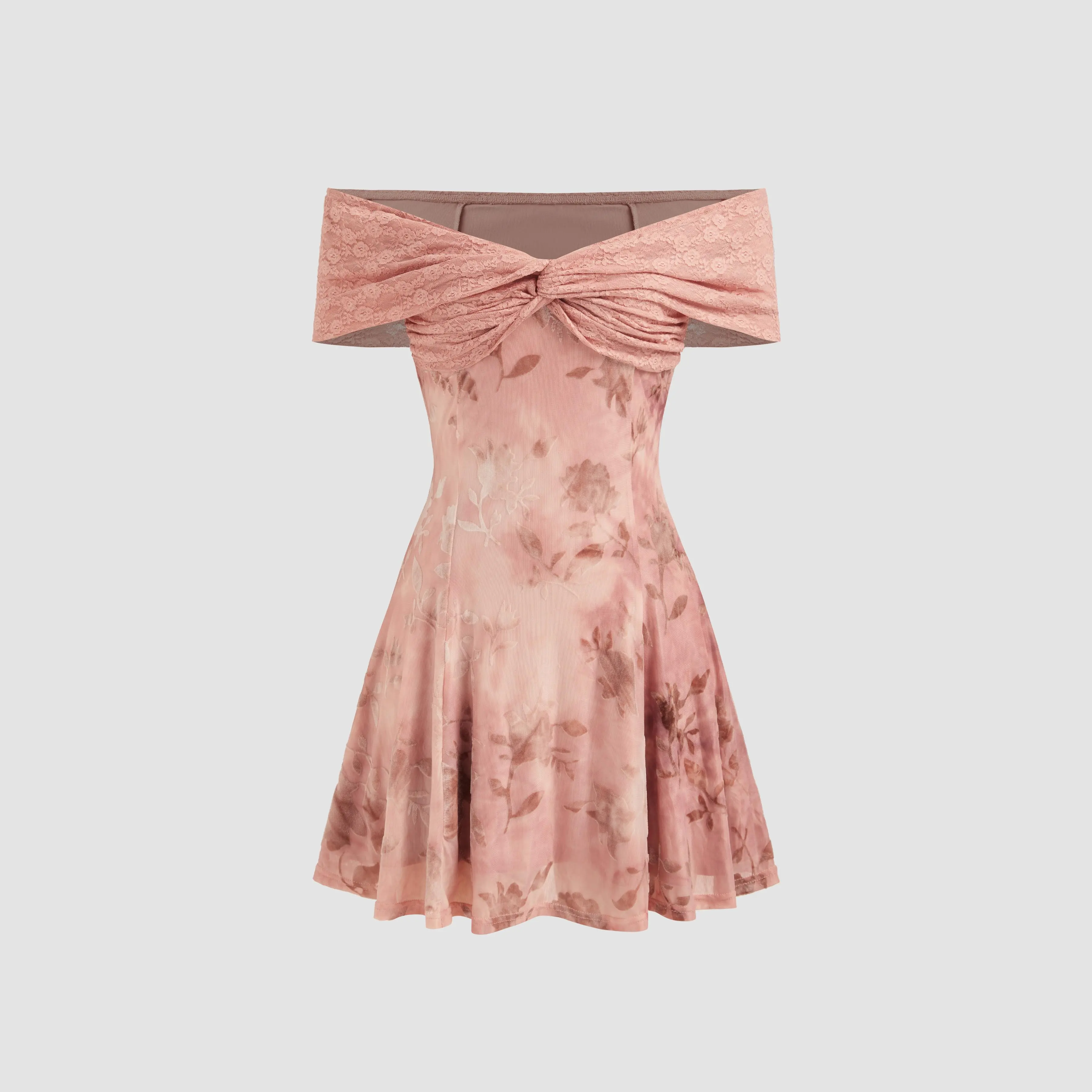 Cider [size 0-10] Mesh Off-shoulder Floral Lace Twist Mini Dress - TikTok  Shop