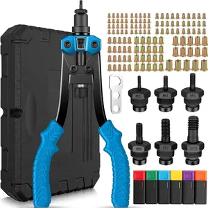 Professional Rivet Nut Tool Kit - 6 Mandrel Set with 125 count Rivet Nuts?M3-M10?-Heavy Duty Durable Hand Rivnut  Kit for Metal//Auto Repair-Non-Slip Grip & Storage Case Included
