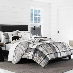 King Plaid Normandy Reversible Comforter Set Black - Eddie Bauer
