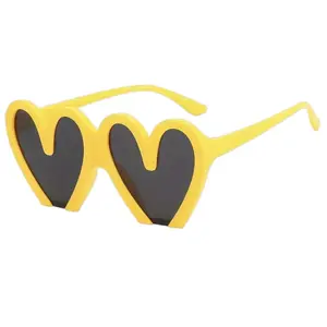 YELLOW Love Frame Fashion Glasses Pc Frame For Women Men Anti Glare Sun Shades Glasses For Driving Beach Travel
