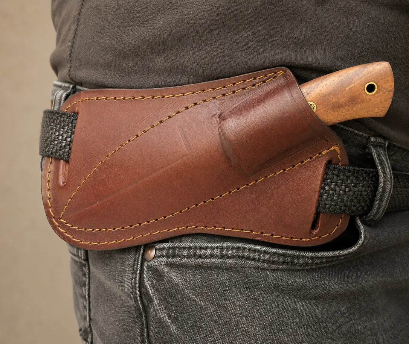 Handmade Genuine Leather Belt Sheath for Fixed Blade Knife