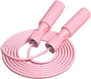 Jump Rope Tangle-Free Rapid Speed School Gym Jumping Rope Cable with Ball Bearings for Women, Men, and Kids, Adjustable Steel Skipping Rope with Foam Handles for Home Double Loop Jump Rope Exercise Fitness Workout Equipment, Pink, Gym Accessories