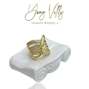 Elegant Statement Ring for Women | Gold Tone Zirconia Multi-Layer Design