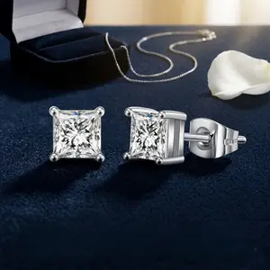 2025 retro new cool square zircon earrings classic single diamond earrings for men and women gifts