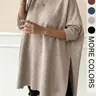 Women's Solid Color Basic Mock Turtleneck Sweater, Casual Loose Long Sleeve Jumper for Fall & Winter, Fashion Ladies' Knitwear for Daily Wear, Casual Knit Tops, Casual Loose Jumpers, Autumn Winter Wear