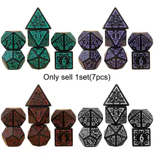 7-Piece Classic Rune Dice Set, Polyhedral Dice Set, & Character Dice for Tabletop Games, Perfect Halloween & Christmas Gift Idea
