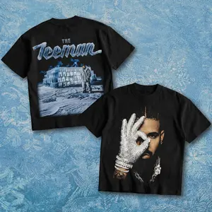 The Iceman T-Shirt, D.R.A.K.E Shirt, Ice Blue Rap Portrait Graphic Tee, Hip Hop Music Inspired Black Tee, Gift for Men & Women - Double Sided Printed 100% Cotton Fitted Crew Neck Short Sleeve Casual Unisex Top Made in USA