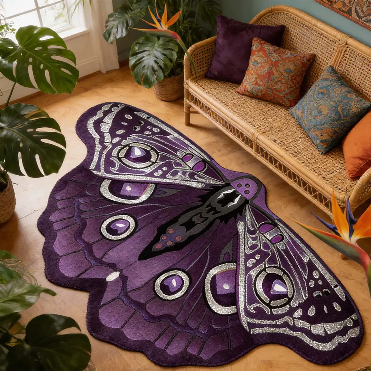 Luxurious Vintage Butterfly Carpet, Soft Comfortable Plush Rug, Decorative Rug for Bedroom Living Room Bathroom, Home Decor Mat, Butterfly Area Rug
