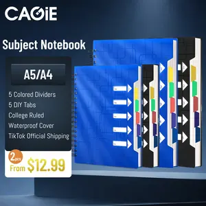 2 PCS 5 Subject Notebook with Removable Dividers Spiral Notebook Journal Waterproof Large Notebook with Pocket Eco-Friendly Gift for Students Work Office Teachers School Stationery A4/A5 #New Year Resolutions