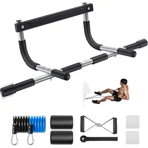 Door Frame Pull-Up Rod|    Thickened Steel Maximum Load Capacity 440 lbs Upper Body Fitness Exercise Bar|   Door Frame Multi-Grip Strength|   Indoor Pull Up Bar Fitness Trainer Portable for Home Gym