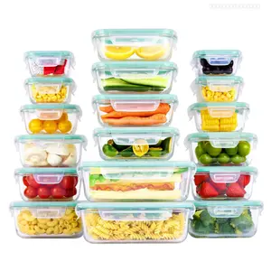 36 Pieces Glass Food Storage Containers with Airtight Lids, BPA Free, Reusable for Meal Prep, Lunch, Salads, Soups, Freshness Kitchen Rectangle Square SiliconeFFSummitSupply7