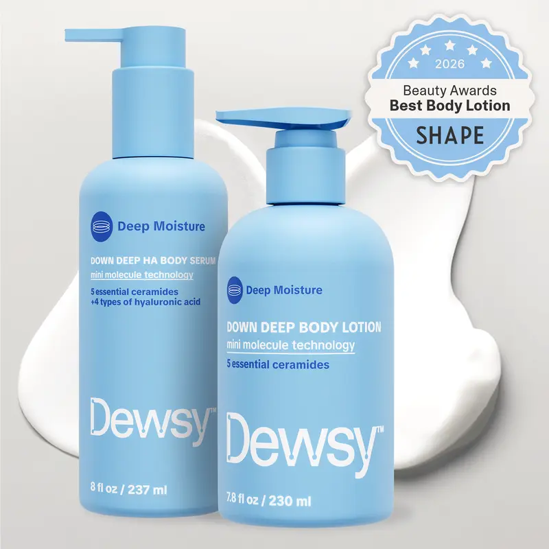 Dewsy Deep Moisture Body Care Bundle - Hyaluronic Acid Body Serum + Ceramide Body Lotion for Deep Hydration, Barrier Support & Soft, Glowing Skin - Premium Skincare for Your Body, Moisturizing