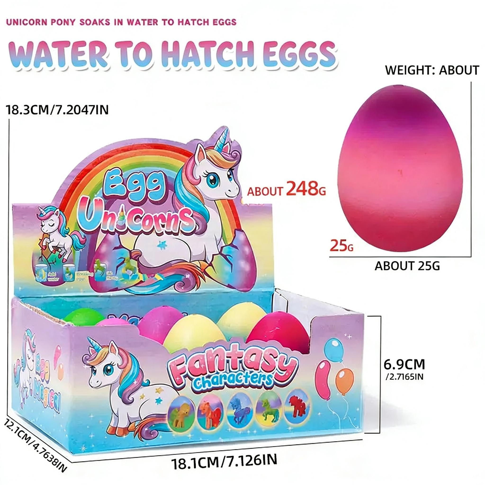 Water Grow Unicorn Eggs Set (6 Pack) – Hatch & Expand Up to 600% with Educational Cards – Fun Science Activity Toy for Kids, Perfect for Indoor & Outdoor Play, Backyard & Party Activities