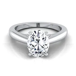 The Rio Solitaire Engagement Ring Setting for Oval Diamonds in Platinum