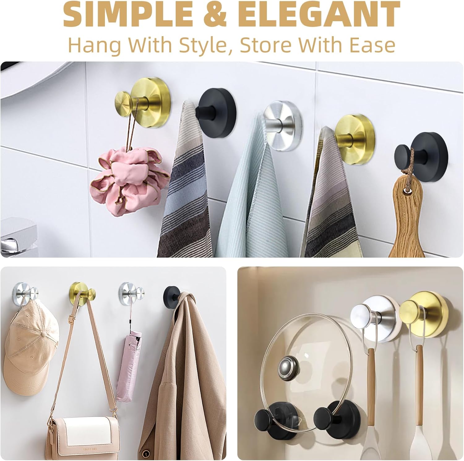 Drill-free bathroom suction hooks, suitable for shower rooms, can be used to hang towels, bathrobes, bath balls, etc. They can be installed on bathroom walls, kitchens, glass, mirrors, tiles and smooth, non-porous surfaces. Layer