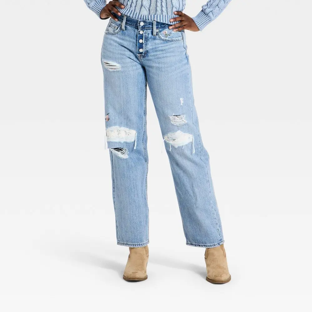 Women's Western Low-Rise Baggy Crafted Jeans - Universal