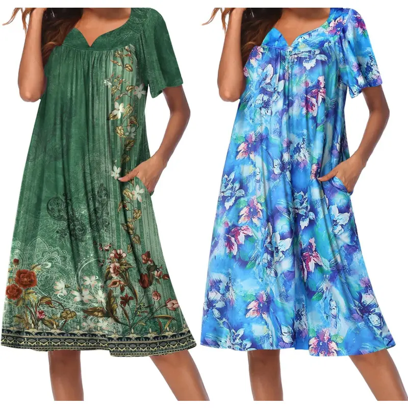 Blue Floral/ Floral Green