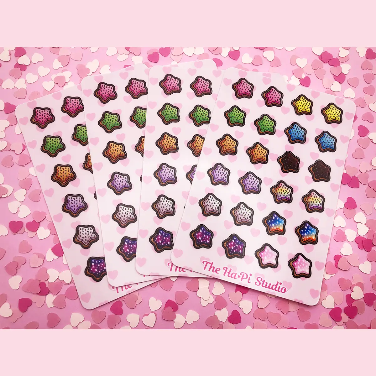Star Donuts Glossy Vinyl Sticker Sheet | Star shaped doughnut stickers | Waterproof and weatherproof stickers