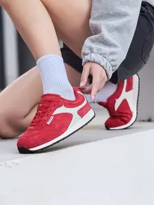 Sm 8455 Racing Sneakers for Men and Women, Soft Sole Lightweight Retro Shoes, Casual Patchwork Textile Upper, All Seasons