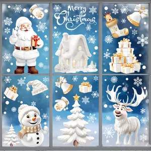 【TikTokShopBlackFriday】Christmas Themed Window Sticker, 9 Counts/set Snowman & Snowflake & Santa Claus Pattern Removable Window Decal, Window Decorative Sticker for Home Party Festival,Christmas Gift, hashtag, TikTokShopCyberMonday