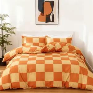 3 pcs Checkerboard Pattern Print Bedding Set, Includes 1 Duvet Cover Without Filler and 2 Pillowcases Without Filler, Soft & Comfortable , Easy Care