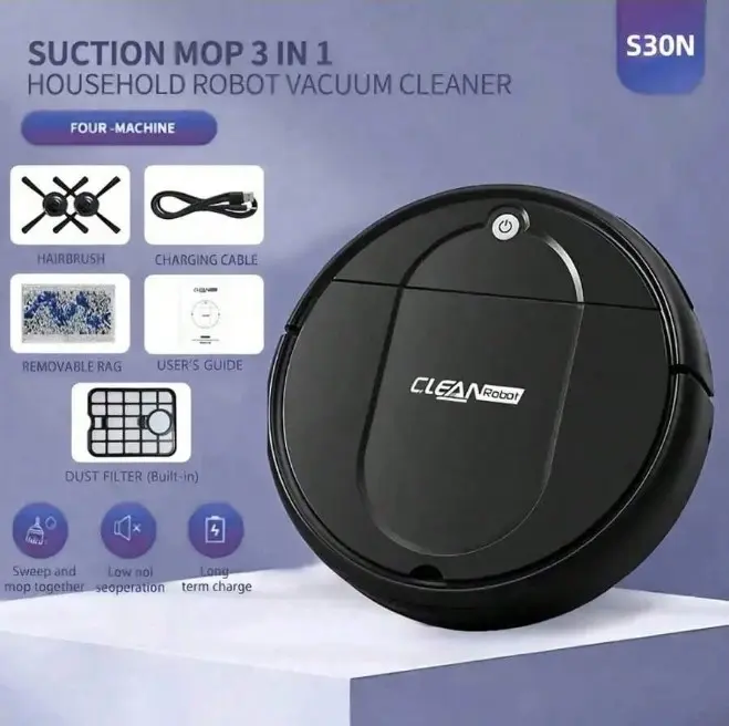 Three In One Vacuum Cleaner, Suitable For Floor Cleaning, Pet Hair Cleaning, Paper And Garbage Cleaning, Multi-Functional Robot Vacuum Cleaner, 1500Pa Suction, 150 Minute Battery Life, Powerful Cleaning Upgraded