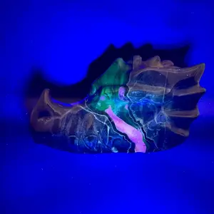 Volcano Agate Dragon Heads “TRI” Colors UV reactions (Green, Orange, Purple). Rare Finding!!! (1.790lbs/812gr) big crystals