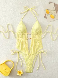 Women's Halter Backless Bikini Set, Adjustable Straps, Comfortable & Stylish Swimsuit, Perfect for Beachwear & Pool Parties, Bikini Outfits