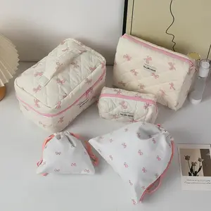 Butterfly Pattern Makeup Bag Set, 5 Counts/set Large & Medium & Small Storage Bag & Drawstring Bag, Versatile Cosmetic Storage Bag for Travel