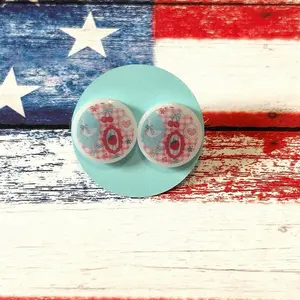 Red, White and Goose Stud Earrings