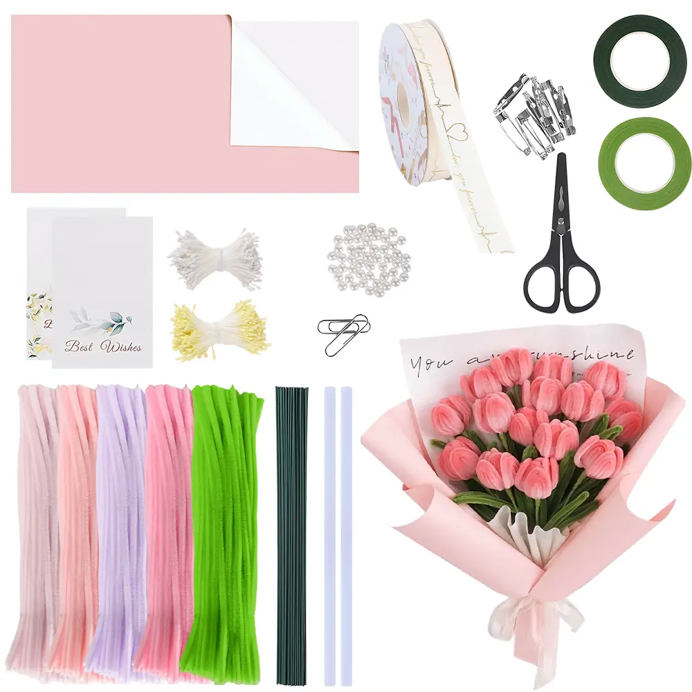 500Pcs Flexible Chenille Stems Craft Set - Easy-to-Bend Pipe Cleaners for DIY Artificial Rose Arrangements, Dolls - Beginner-Focused DIY Kit for Family Workshops