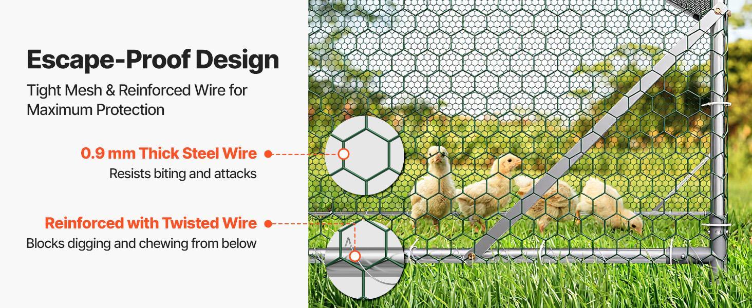 VEVOR Enclosed Chicken Cage, 9.8x9.8x6.6ft Walk-In Poultry Coop with Waterproof Cover, Sturdy Frame, Spire Roof, Spiral-Bottom Guard, Predator-Proof Mesh, All-Seasons Weather Resistance for Backyard Farm Hens (Walk-In Care Ease)#BackToSchool