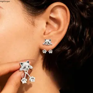 Cat Paw Pendant Earrings –  Cute Pet-Themed, Daily & Party Wear, Gift for Women