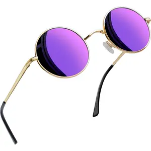 Hippie Round Sunglasses for Women Men Small Circle Sun Glasses Polarized UV400 Protection