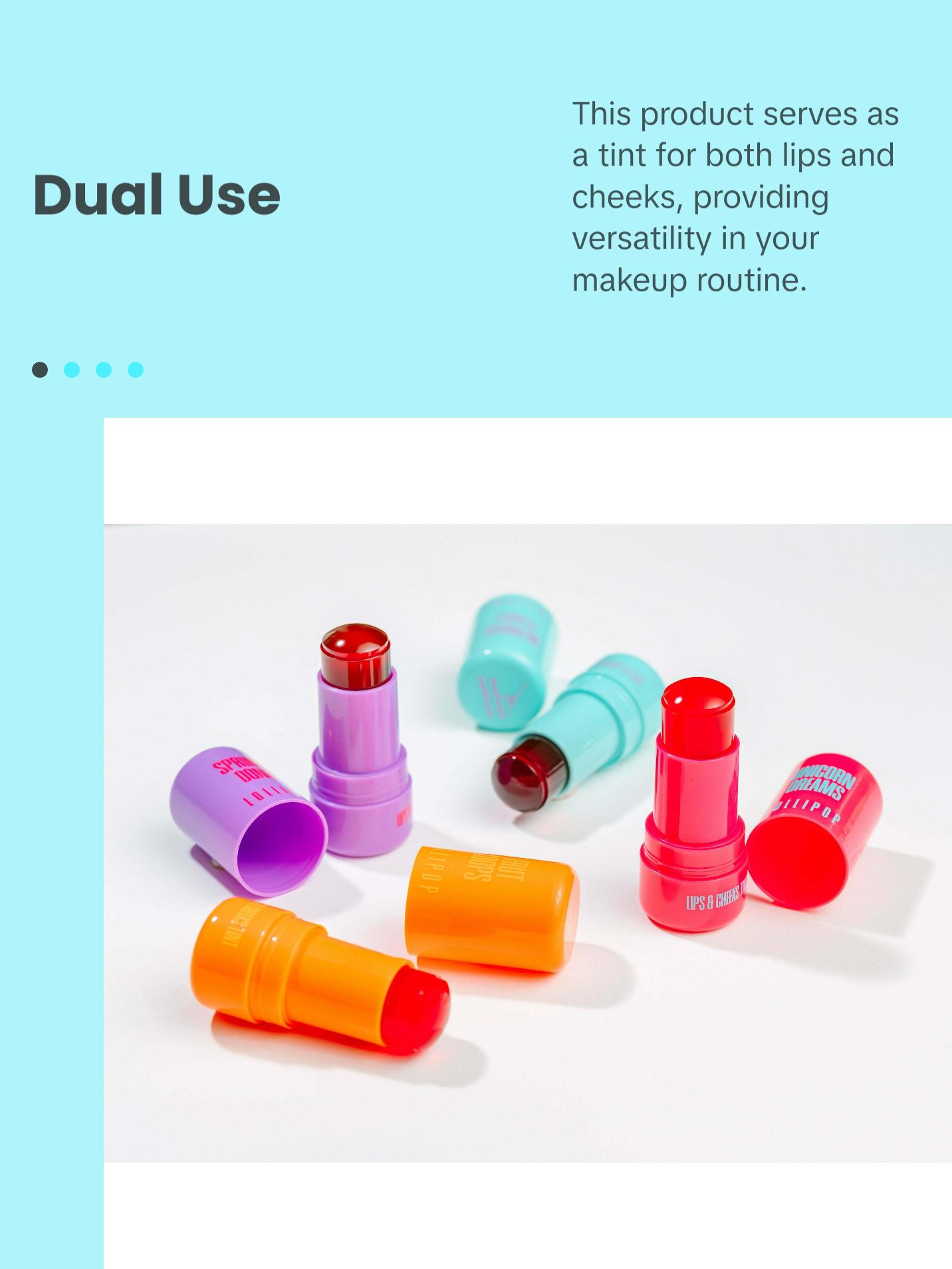 AMINAH Unicorn Dreams LOLLIPOP - Lips & Cheeks Tint - Red STAIN Gloss Lipgloss - Natural Ingredients - Vibrant Red Shade - Makeup Cosmetic