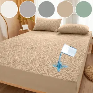 Waterproof Mattress Protector Cover, Deep Pocket 25cm Soft Breathable Bedding Set for Bedroom Guest Room Apartment School Family Use