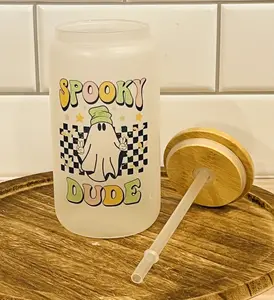Ghost Glass Can | Halloween Drinkware | Fun Glass for Spooky Season | Unique Ghostly Gift | Spooky Dude Ghost Glass Can | Gift for friend