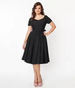 1950s Style Black Bella Swing Dress