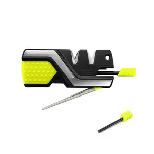 101N-G 6-In-1 Pocket Knife Sharpener Pocket Knife Sharpener Survival Camping Tool, Green